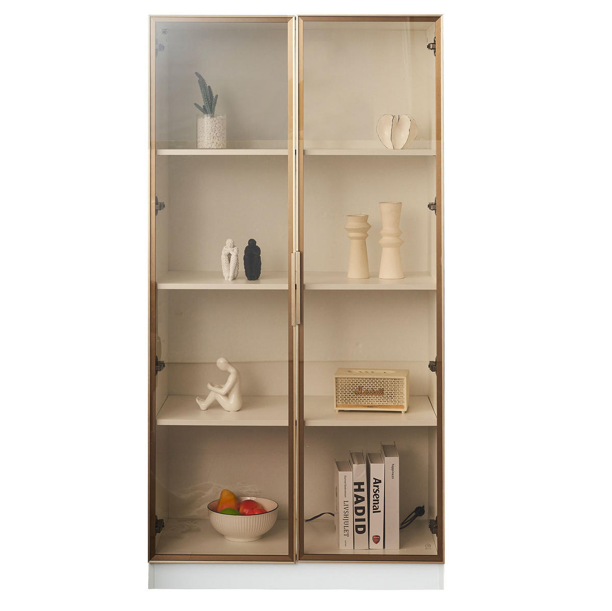 VITRINE 80/40/160 cm aus Spanplatte mit LED-Beleuchtung Weiß - Weiß, Holzwerkstoff (80/160/40cm) - Modenvie