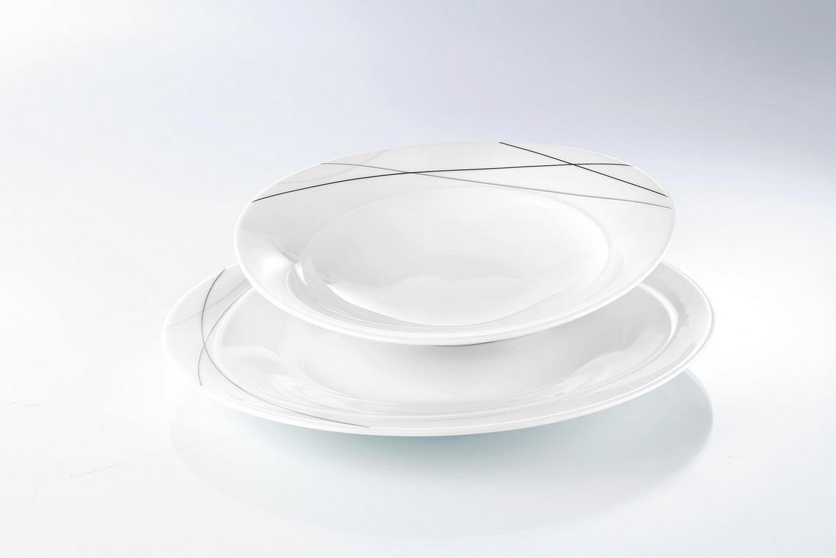 SUPPENTELLER Trio Highline weiß-grau ø 23,6 cm 6er Set - Weiß/Grau, Keramik (23.6cm) - Seltmann Weiden