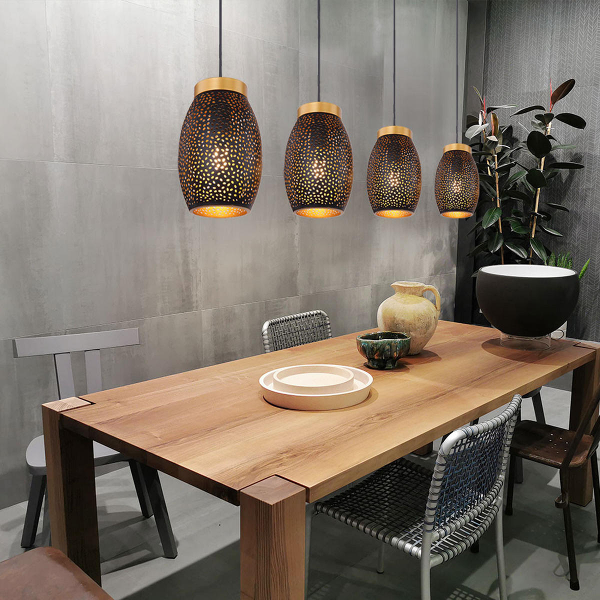 LED HÄNGELEUCHTE Metall Schwarz Gold - Schwarz, Metall (90/15/120cm) - Globo Lighting