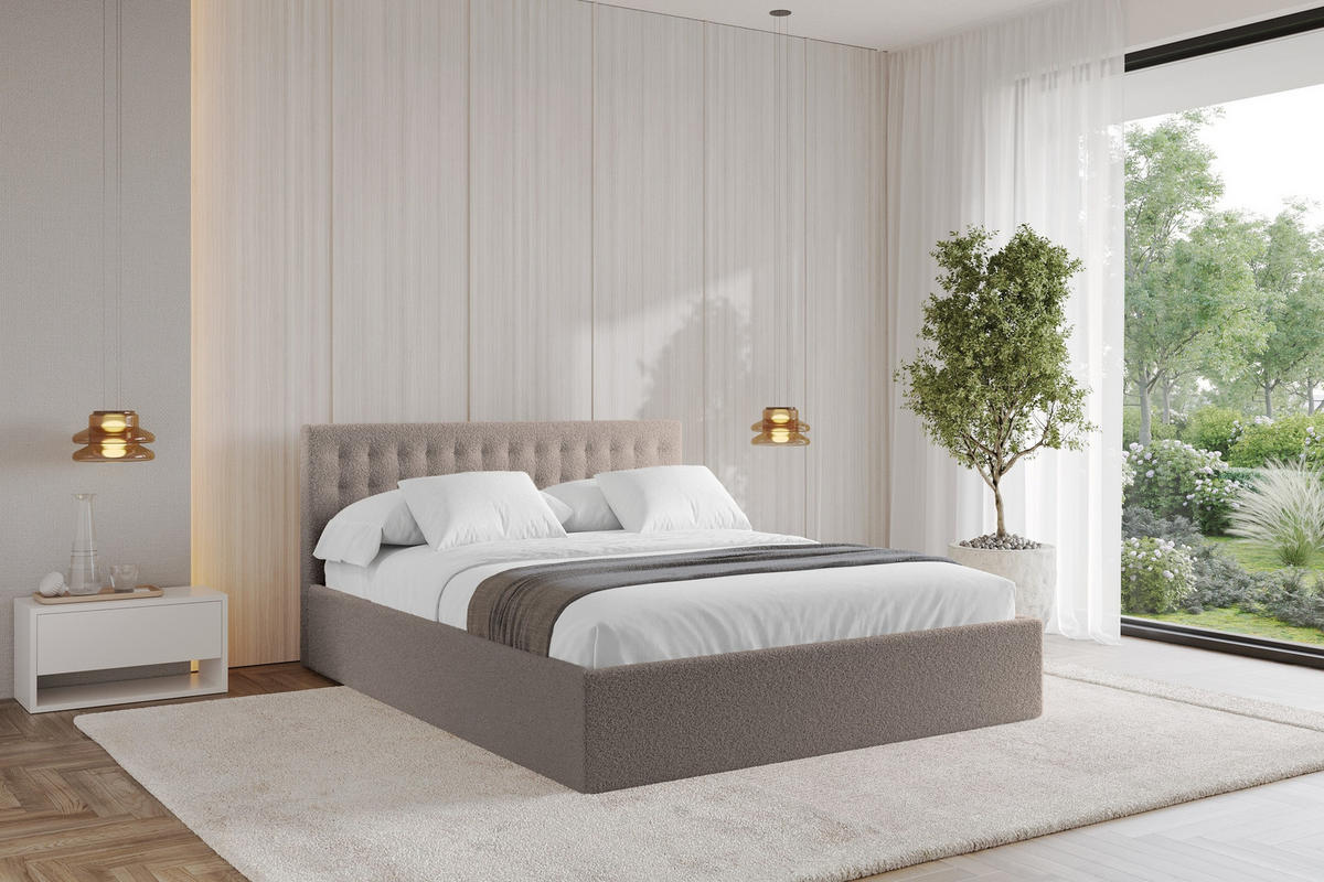 POLSTERBETT mit Bettkasten und Lattenrost, Boxbett ohne Matratze - PARI 180x200 Braun - Braun, Holzwerkstoff/Textil (180/200cm) - ALTDECOR