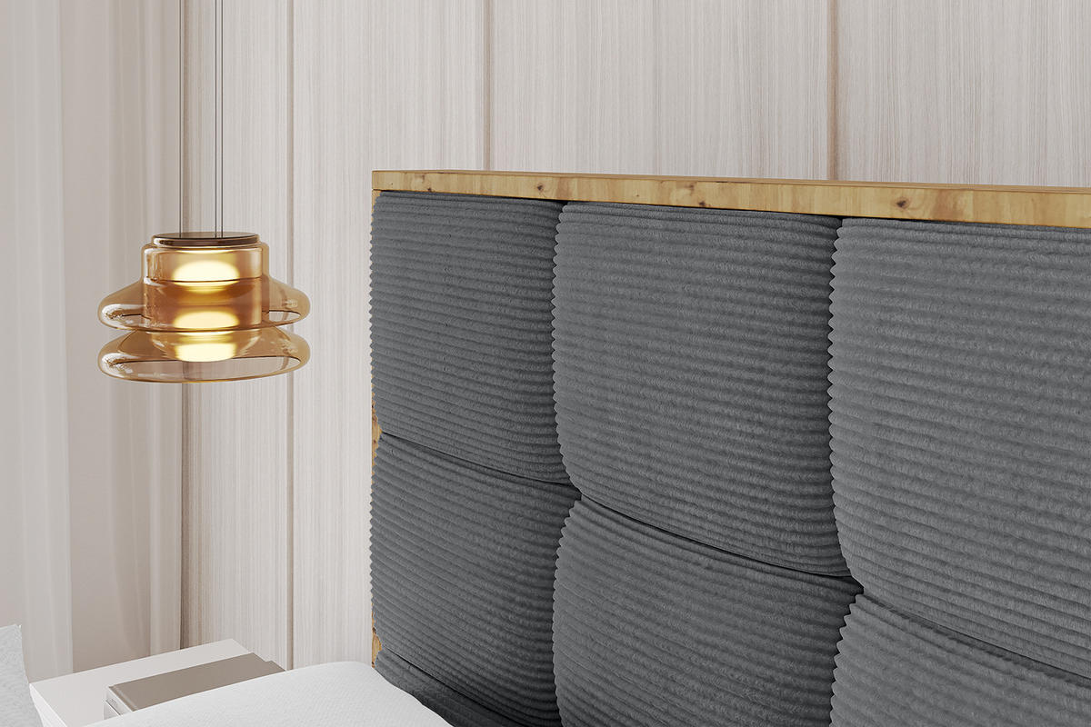 POLSTERBETT mit Bettkasten, Fußteil und Lattenrost, Boxbett mit Matratze H3/H4 - ENZO2-Z 180x200 Dunkelgrau - Anthrazit, Holzwerkstoff/Textil (180/200cm) - ALTDECOR