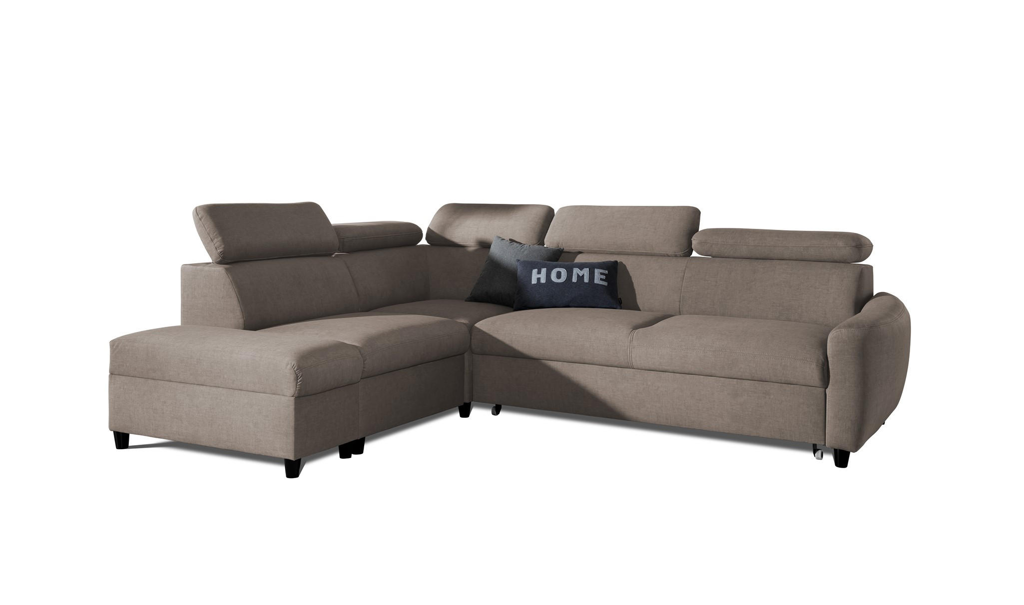 ECKSOFA Schlafsofa Anton In Esito - Taupe, Holzwerkstoff/Textil (265/205cm) - Fun Möbel
