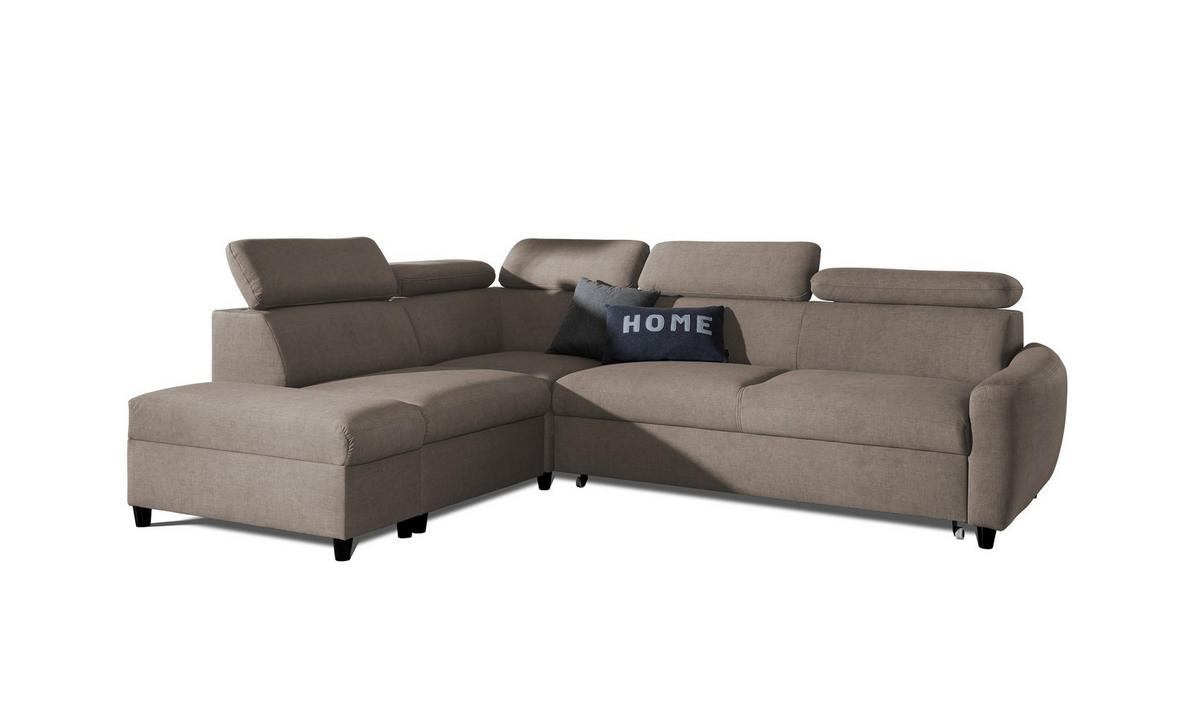 ECKSOFA Schlafsofa Anton In Esito - Taupe, Holzwerkstoff/Textil (265/205cm) - Fun Möbel