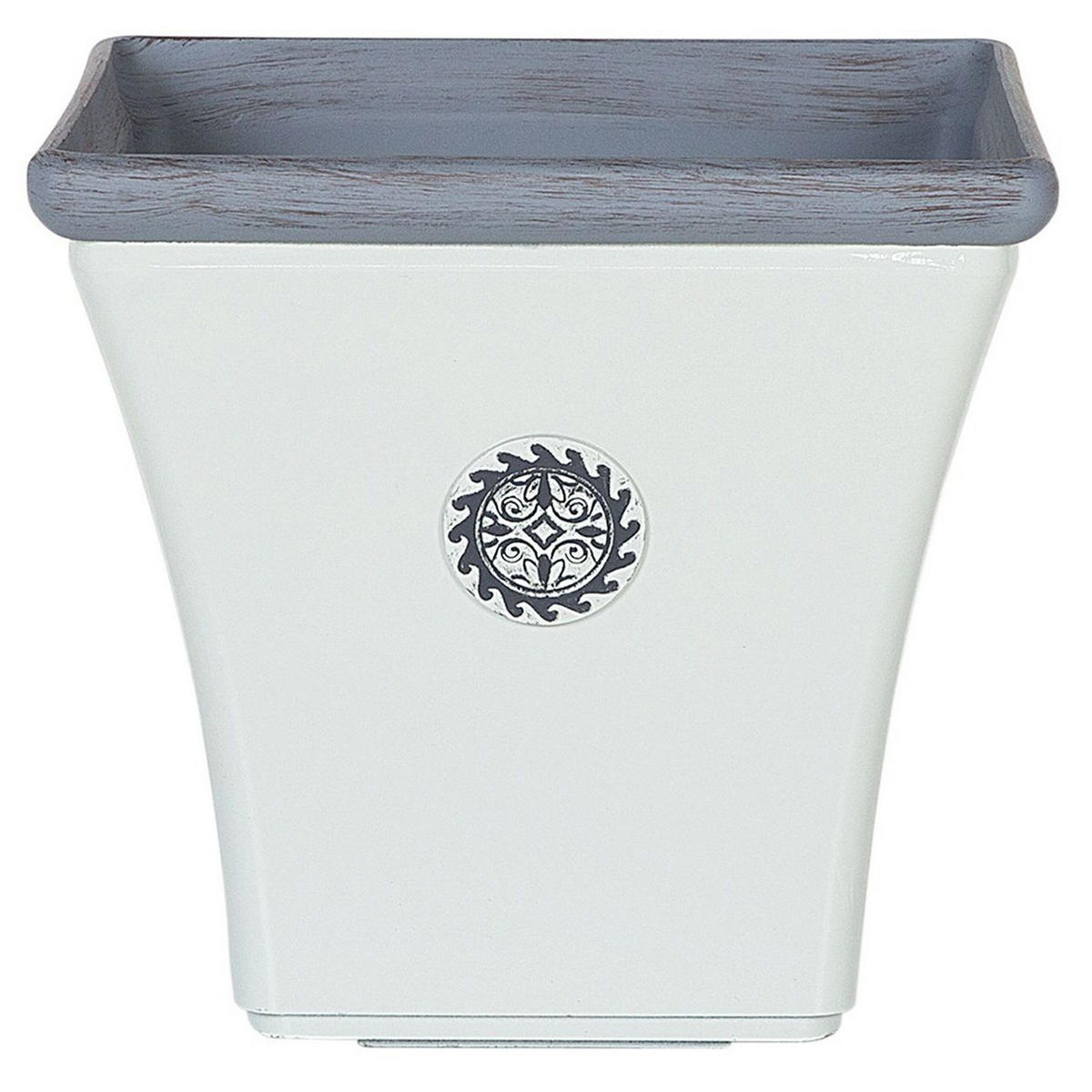 BLUMENTOPF weiß quadratisch 37/37/35 cm Elateia - Blau/Weiß, Stein (35cm) - Beliani