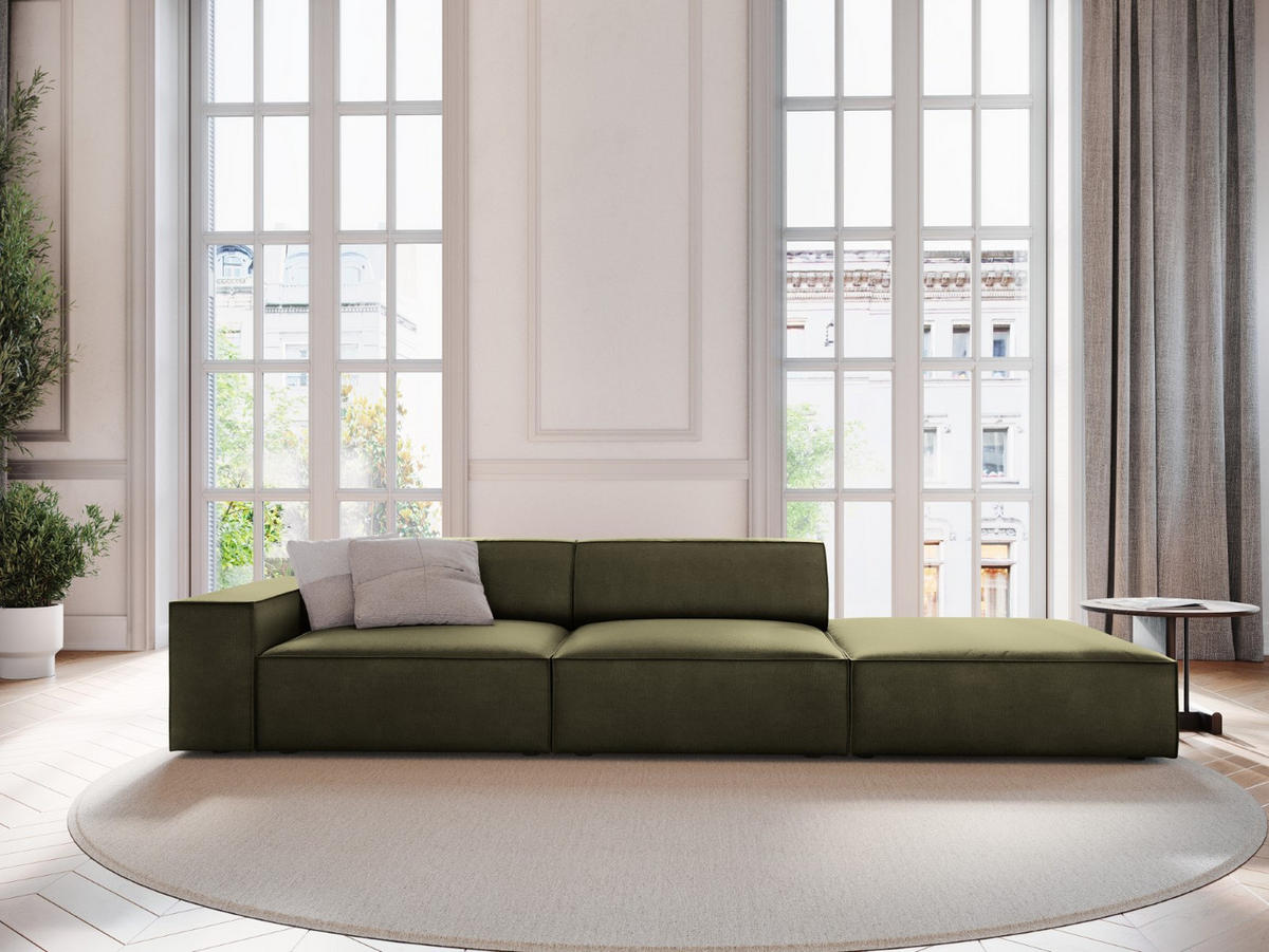 SOFA Jodie aus Samt grün 3 Sitzplätze - Grün, Textil (262/70/102cm) - Micadoni