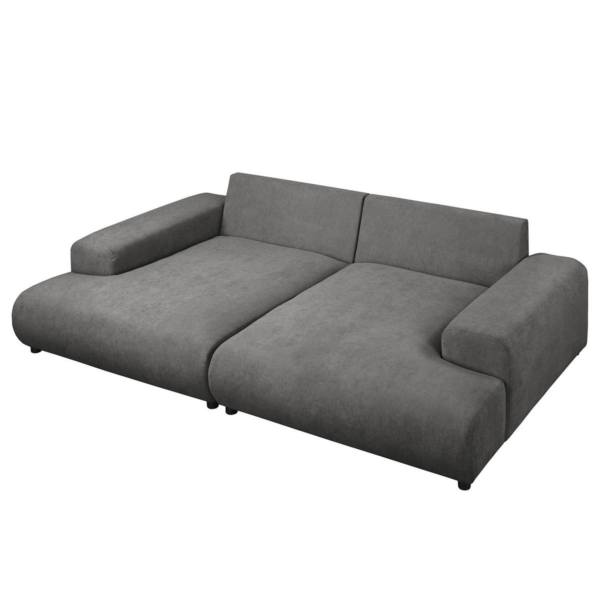 BIGSOFA - Dunkelgrau/Schwarz, Kunststoff/Textil (237/79/144cm) - home24