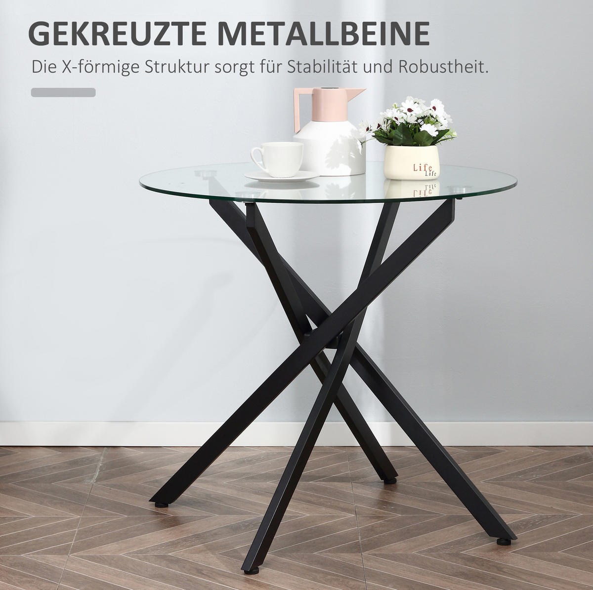 COUCHTISCH 80/80/75 cm Schwarz aus Glas und Stahl mit Sicherheitsglas - Schwarz, Metall (80/80/75cm) - OKMYHOME