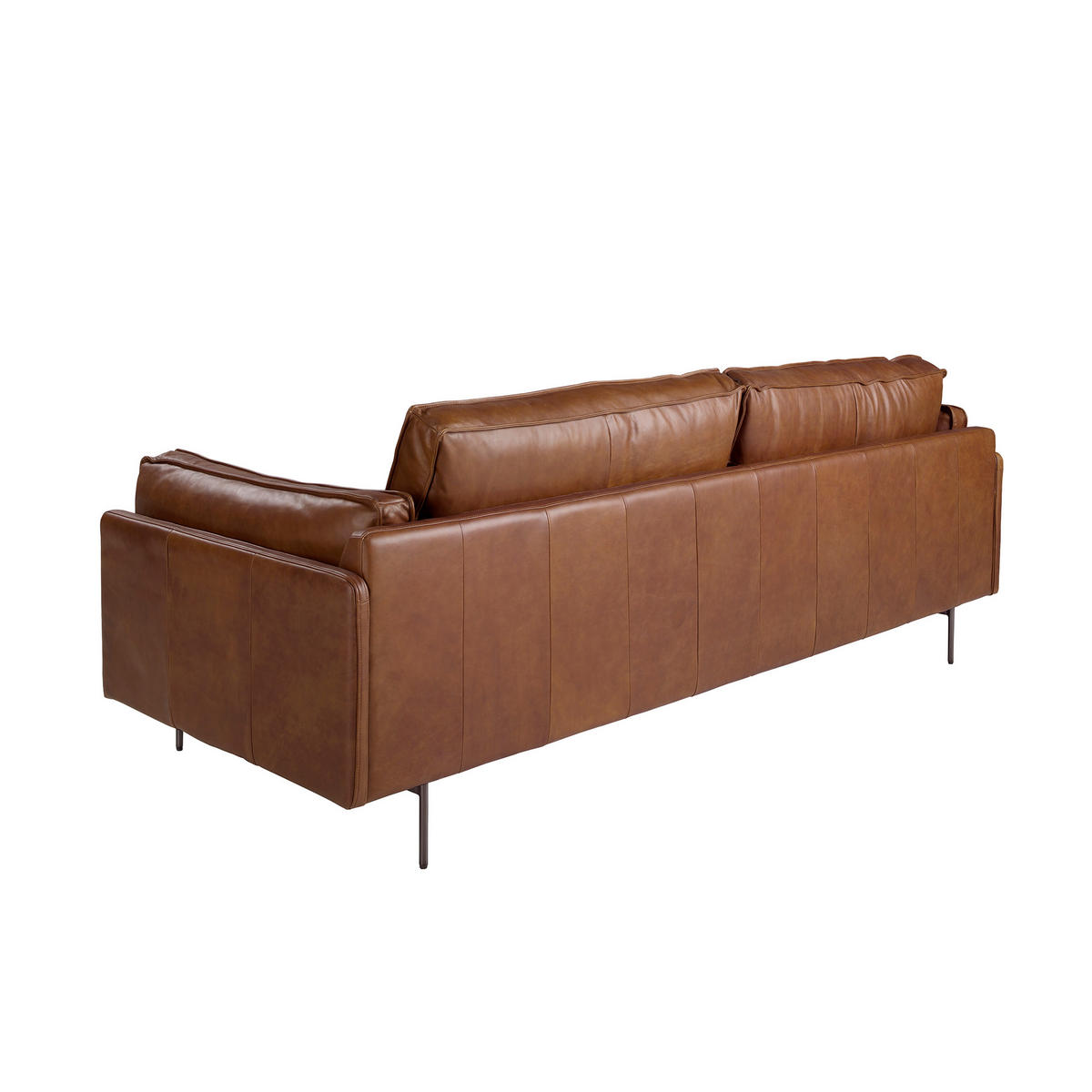 SOFA Klassisch tabakbraun dunkler Stahl Walnuss 225/86/79 - Braun, Leder (225/79/86cm) - ANGEL CERDA