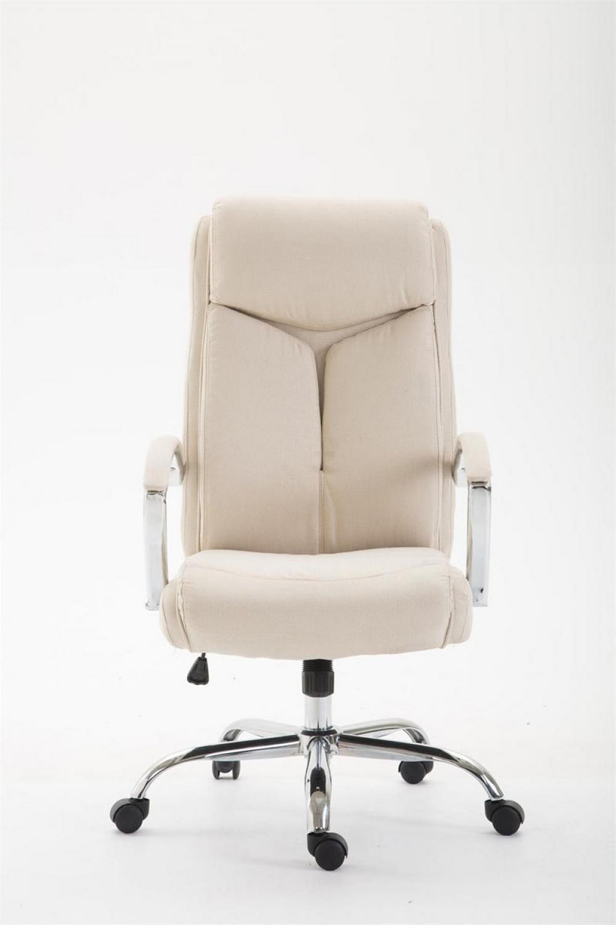 CHEFSESSEL Stoff creme - Chromfarben/Creme, Textil/Metall (65/115/73cm) - CLP