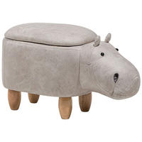 TIERHOCKER Hippo 60/32/35 cm - Grau, Kunststoff/Textil (32/35/60cm) - Beliani