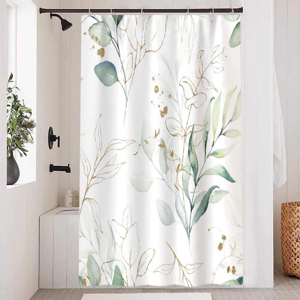 DUSCHVORHANG Eukalyptus Grün 120/180 cm Polyester Schimmelresistent - Weiß, Kunststoff (120/180cm) - MCBOSON