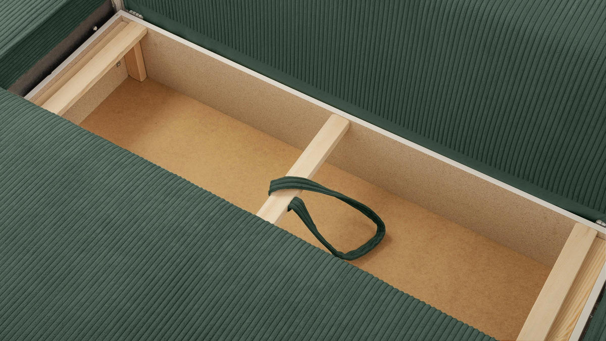 WOHNLANDSCHAFT Cedria Grün 389/145/85 cm mit Schlaffunktion - Dunkelgrün/Schwarz, Kunststoff/Textil (389/85/145cm) - AX Living