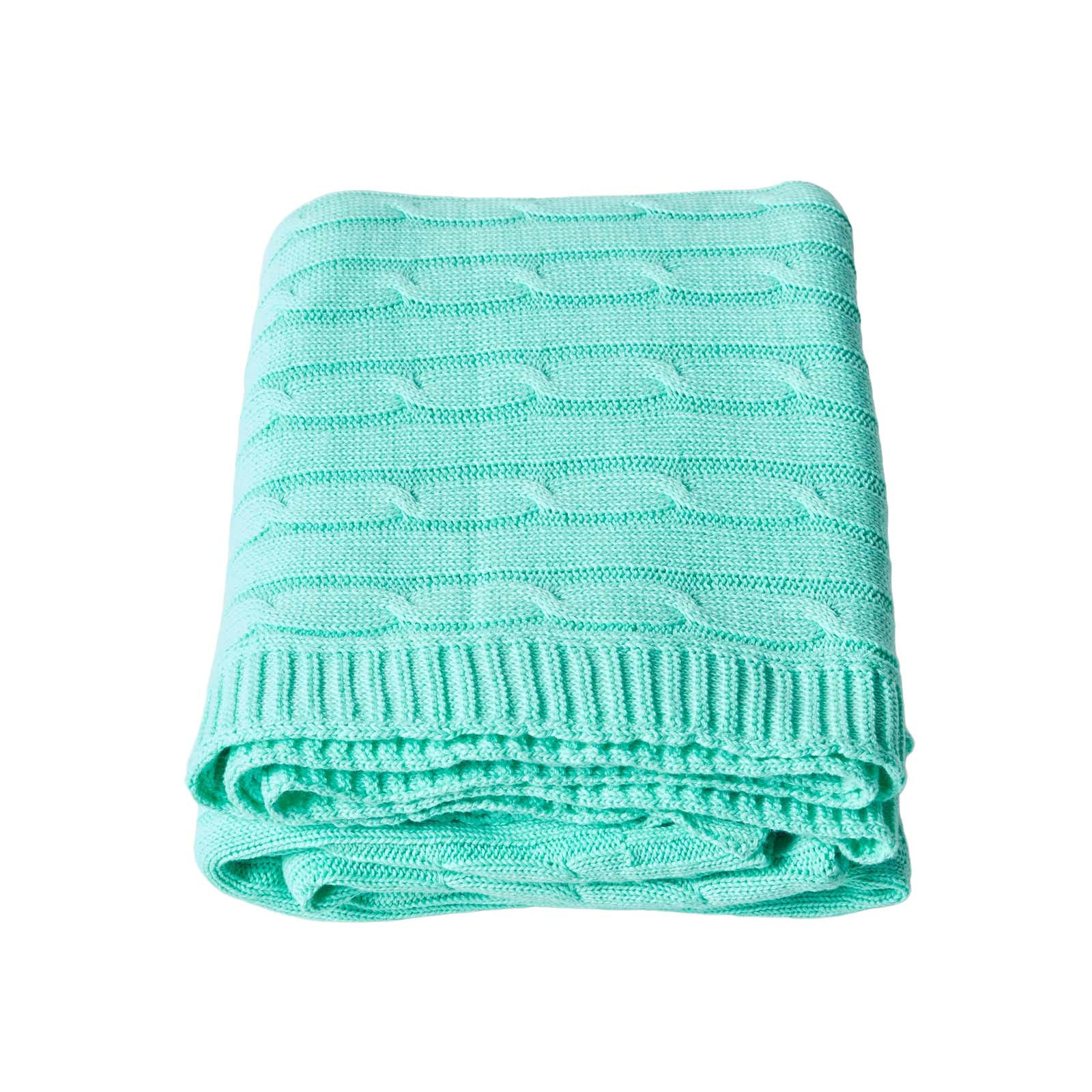 STRICKDECKE 130/170 cm, Baumwolle mit Zopfmuster - Grün, Textil (130/170cm) - Homescapes