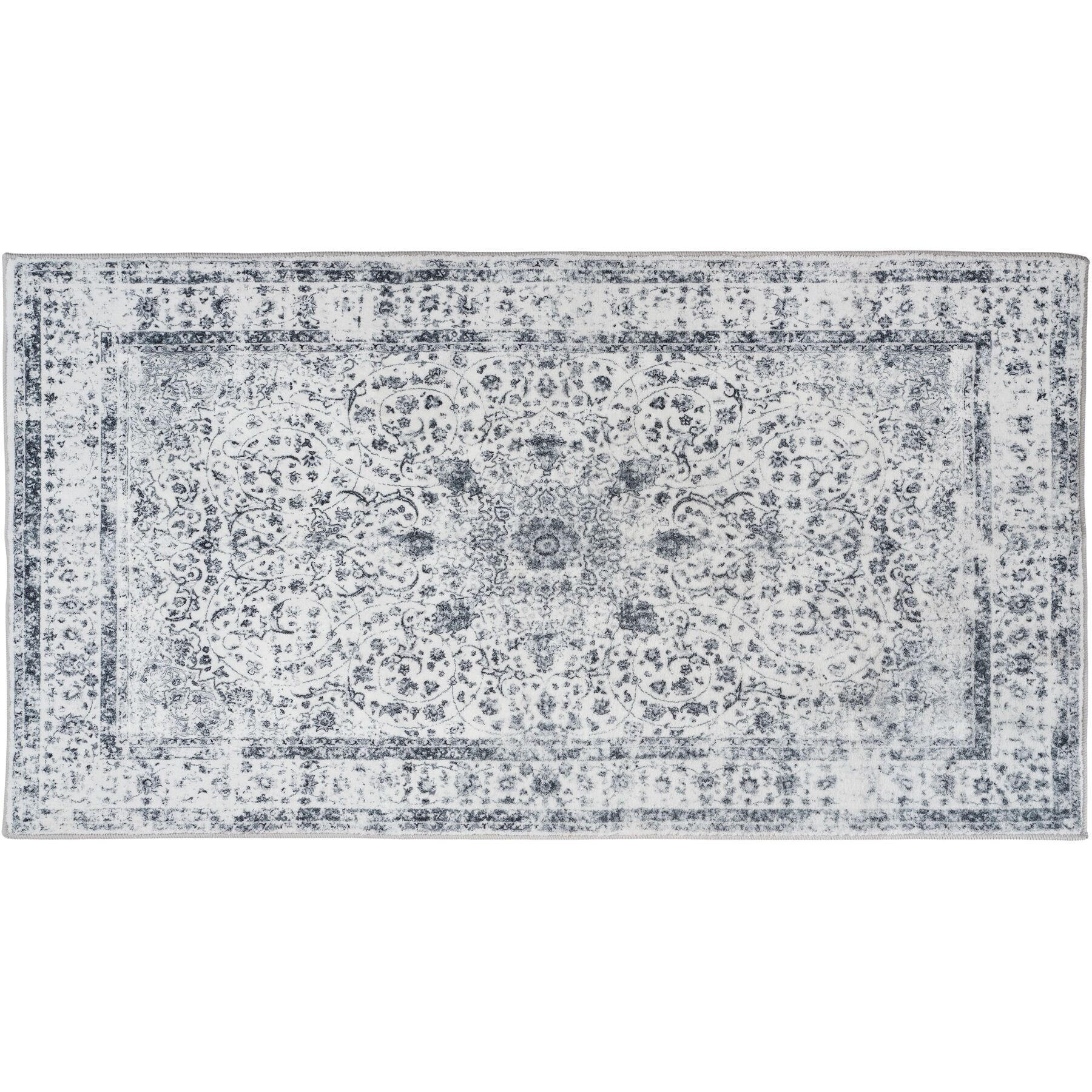TEPPICH Vintage Design Aliya,rutschfeste Unterseite,grau - Grau, Kunststoff (60/110cm) - tectake