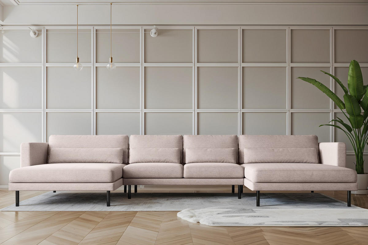 ECKSOFA DANI In U-Form Stilvolles Stoff Verita Beige - Beige, Holz/Textil (174/391cm) - Kaiser Möbel