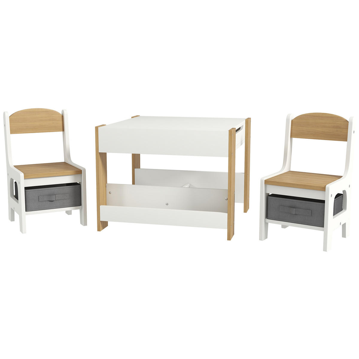 KINDERSITZGRUPPE DE-17525 Weiß/Naturholz - Naturfarben, Holzwerkstoff (61.5/48/61.5cm) - ComfortXL