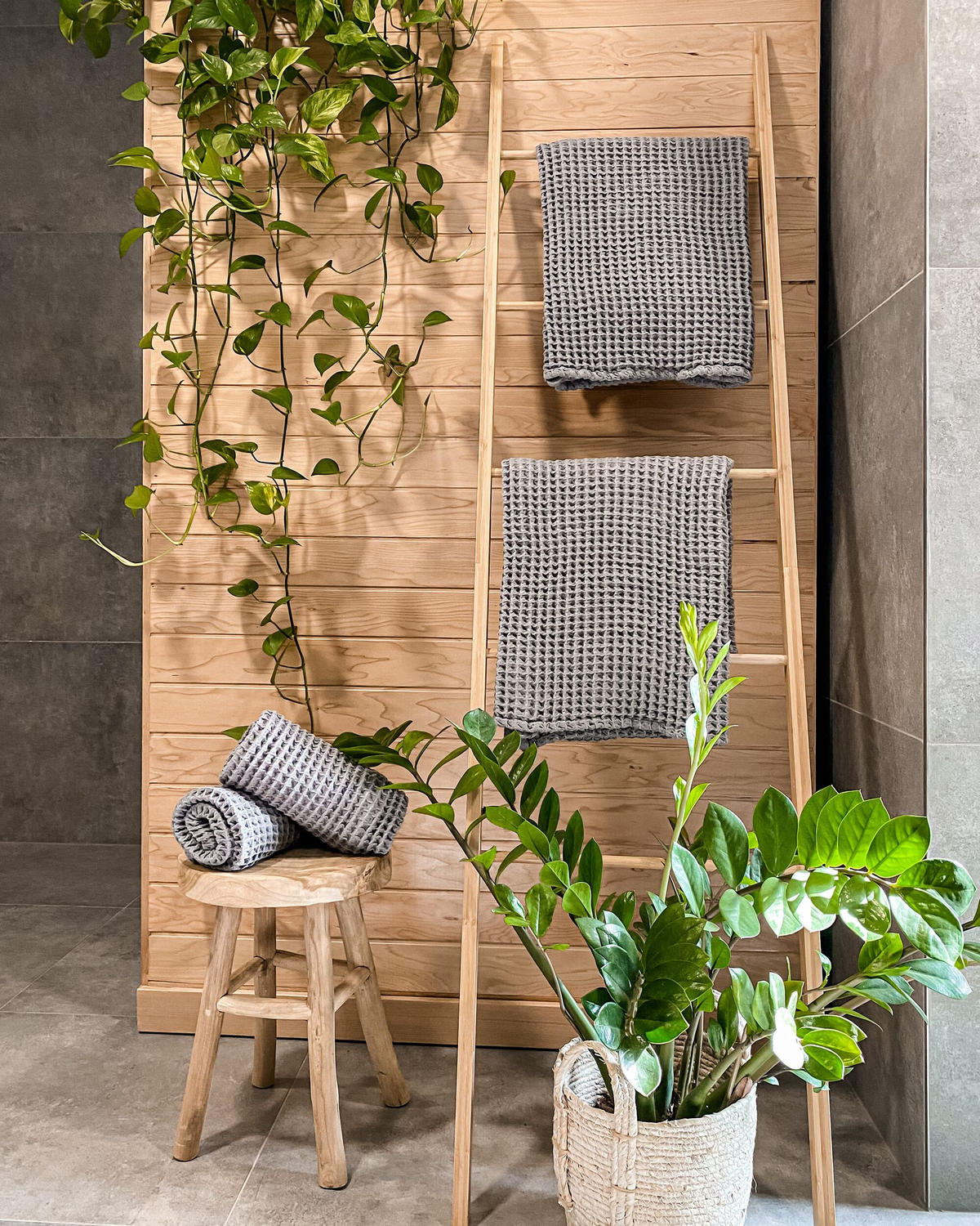 PROSOP DE BAIE 11-teiligGrau Areora - gri, material textil (100/150cm) - Beliani