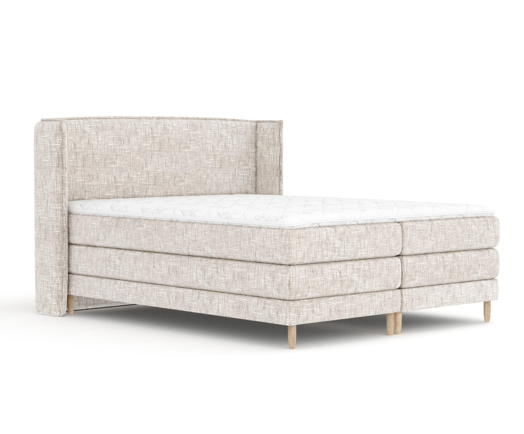 BOXSPRINGBETT Carizzo Creme 140/200 cm mit Matratze und Topper - Creme/Naturfarben, Holz/Holzwerkstoff (140/200cm) - Maison de Reve