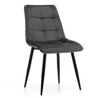 STUHL CHIC gespolsterter mit Steppung - grau - Samt Velours - Schwarz/Grau, Metall (50/88/47cm) - NEW HOME