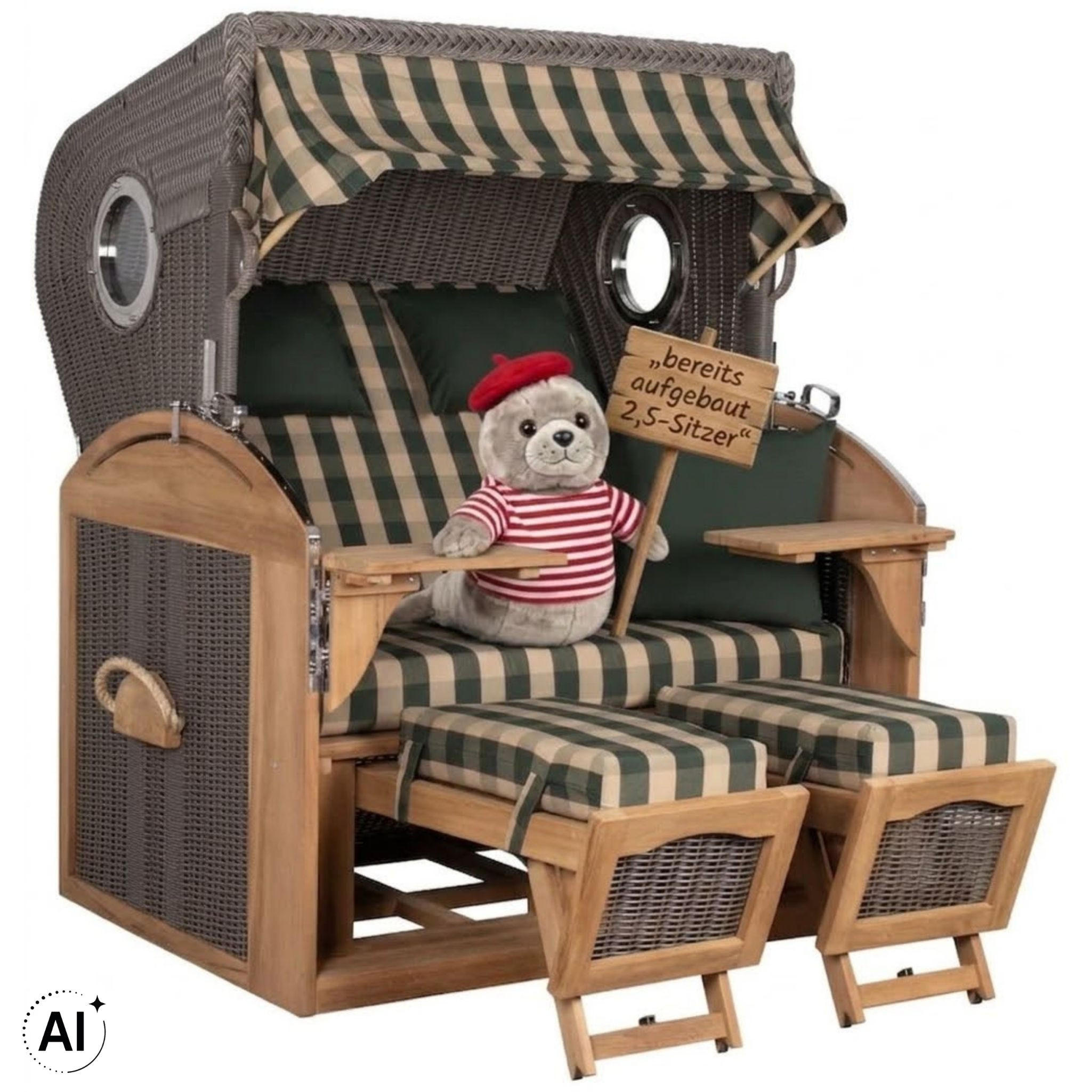 STRANDKORB XL Schillig Bullauge - Braun/Grau, Metall (142/170/95cm) - Mr. Deko