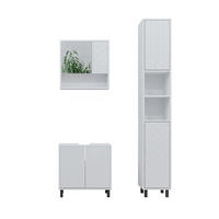 BADMÖBEL-SET Agasta Weiß 3 Teile, mit Hochschrank - Weiß, Holzwerkstoff (56/57/28cm) - Vicco