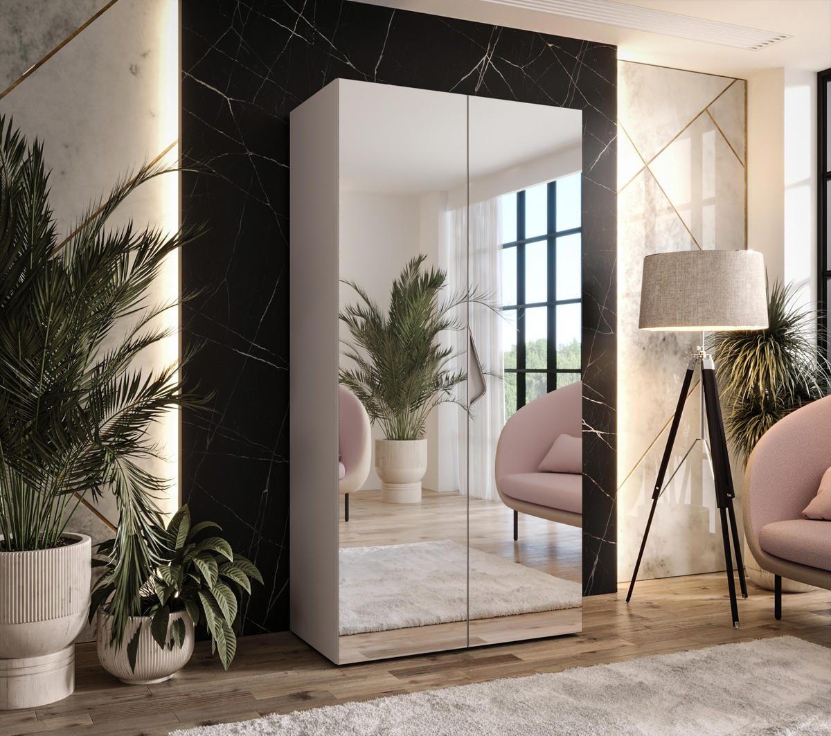 DREHTÜRENSCHRANK 202/100/52 2-türig - Beige, Holz/Metall (100/202/52cm) - Abiks Möbel