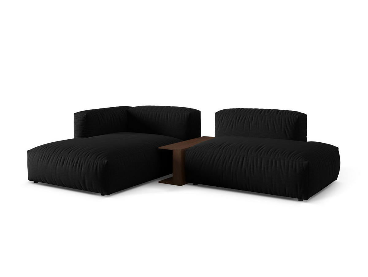 ECKSOFA modular links Martina aus strukturiertem Stoff schwarz 2 Sitzplätze - Schwarz, Textil (176/285cm) - Micadoni