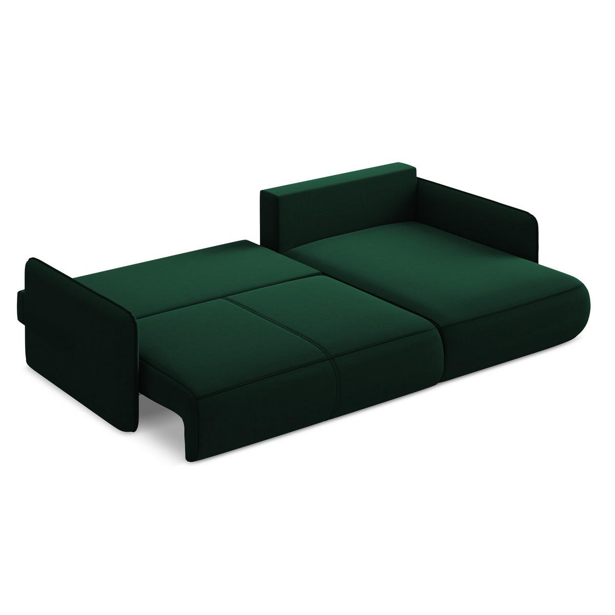 ECKSOFA mit Schlaffunktion Samt Stoff Grün - Dunkelgrün/Schwarz, Kunststoff/Textil (240/148cm) - LaMiaSofa