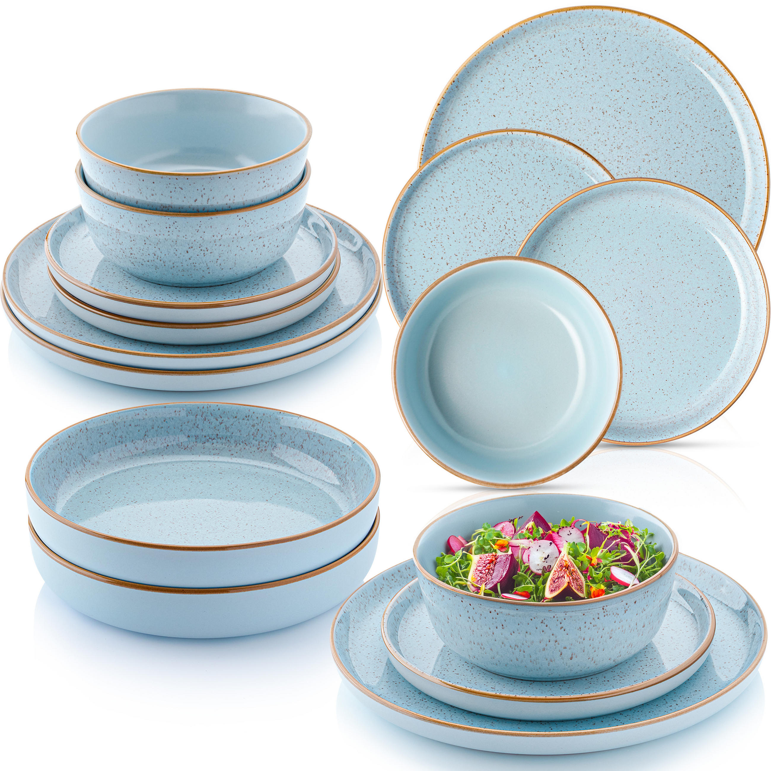 TAFELSERVICE RIO LAGUNE - 16-teilig aus Steingut - Blau, Keramik (44/45/54cm) - Sänger