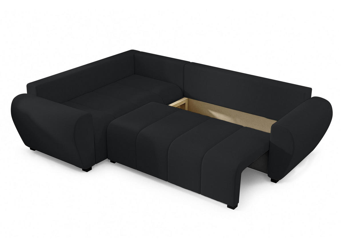 ECKSOFA L Form Malatya MAX Schwarz 246/145/82 cm stilvolle mit Schlaffunktion L - Schwarz, Kunststoff/Textil (175/235cm) - AX Living
