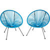 GARTENSTUHL 2er Set Santana, Belastbarkeit 120 kg, 70,5 x 69 x 78 cm, blau - Blau/Schwarz, Metall (70.5/78/69cm) - tectake