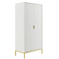 SCHRANK 2 Türen Seattle Weiß - Goldfarben/Weiß, Holzwerkstoff (100/205.4/55cm) - Petits-meubles