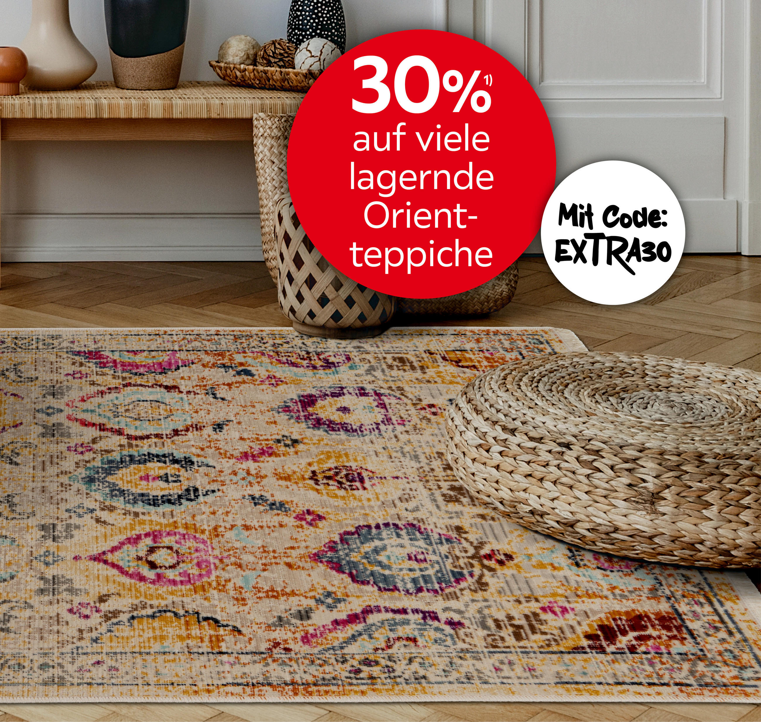 30% auf viele lagernde Orientteppiche; Mit Code: EXTRA30