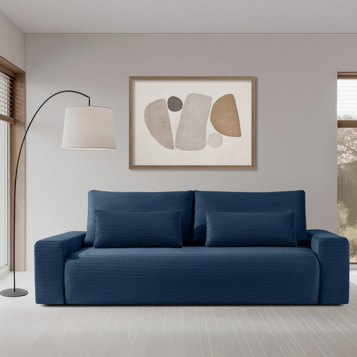3-SITZER SCHLAFSOFA MOLLIS, Corduroy, Marine - Dunkelblau, Holz/Holzwerkstoff (250/93/108cm) - KONSIMO®