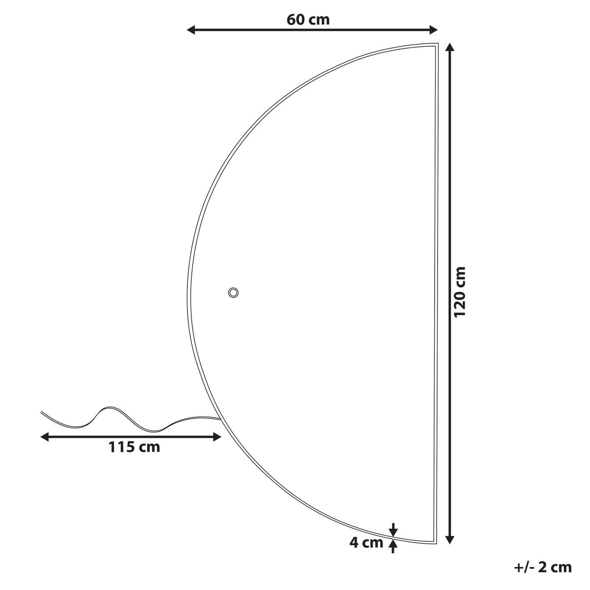 BADSPIEGEL mit LED-Beleuchtung halbrund 60/120 cm Loue - Silberfarben, Glas (60/120/4cm) - Beliani