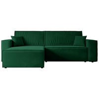 ECKSOFA mit Schlaffunktion und Bettkasten CELTIC-XL - 277x143x83 cm Grün Velours - Schwarz/Grün, Holzwerkstoff/Kunststoff (277/143cm) - ALTDECOR