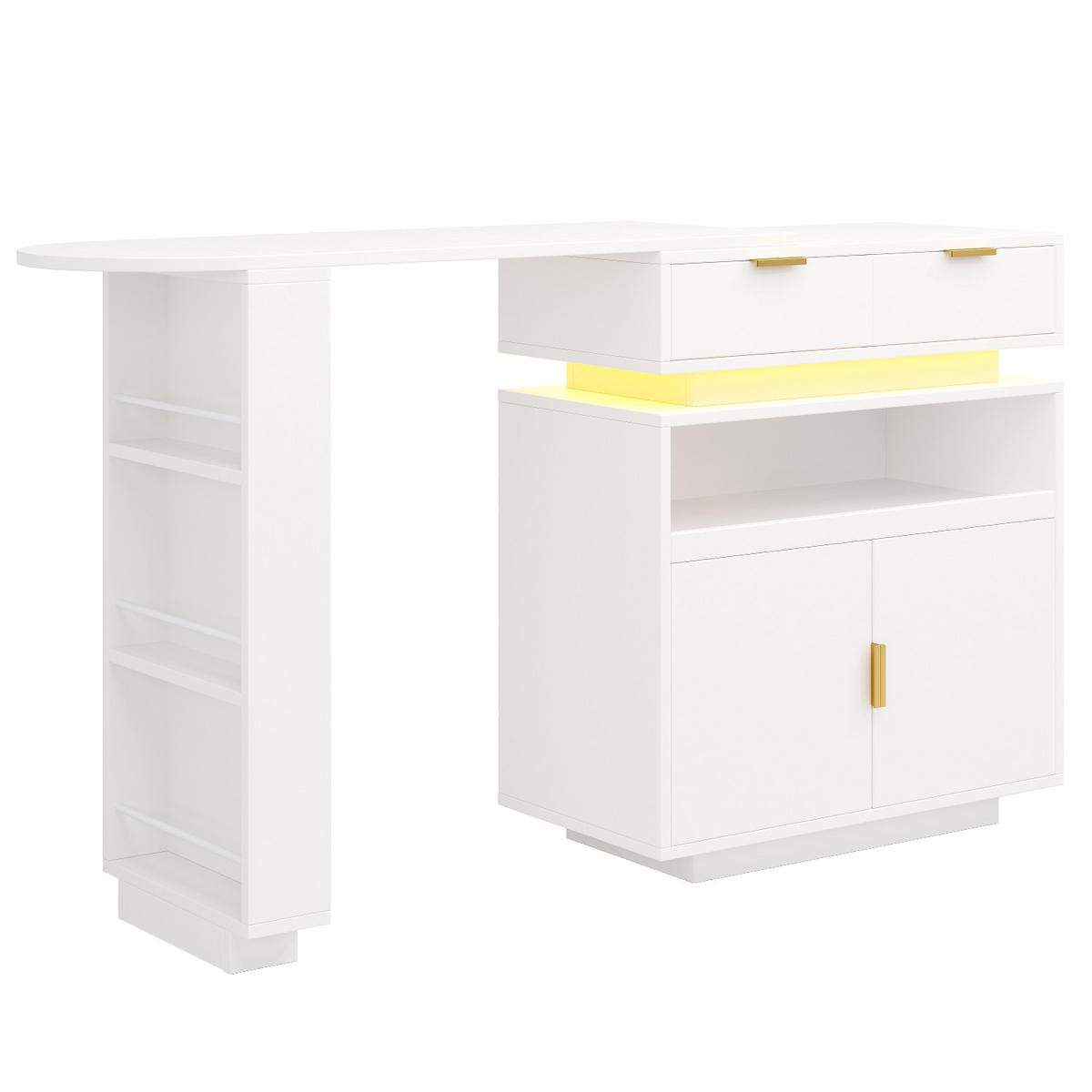 KÜCHENINSEL Bartisch Weiß, 360° DREHBAR, Für Küche Und Esszimmer, 115-183/40/99,5 cm - Weiß, Holzwerkstoff (40/88.9/183cm) - Rolipo