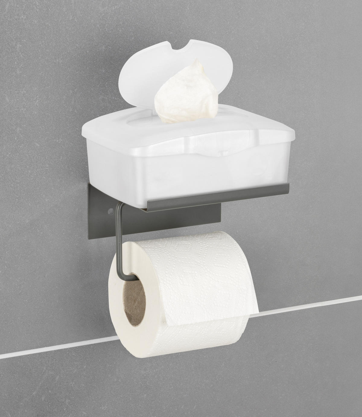 TOILETTENPAPIERHALTER Metall mit Ablage Desulo - Anthrazit, Metall (12/6.2/14cm)