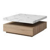 COUCHTISCH drehbar - 1 Schublade - MDF - Marmor-Optik Weiß & Holzfarben - KYRIA - Naturfarben, Holz (80/80/36cm) - Vente-Unique