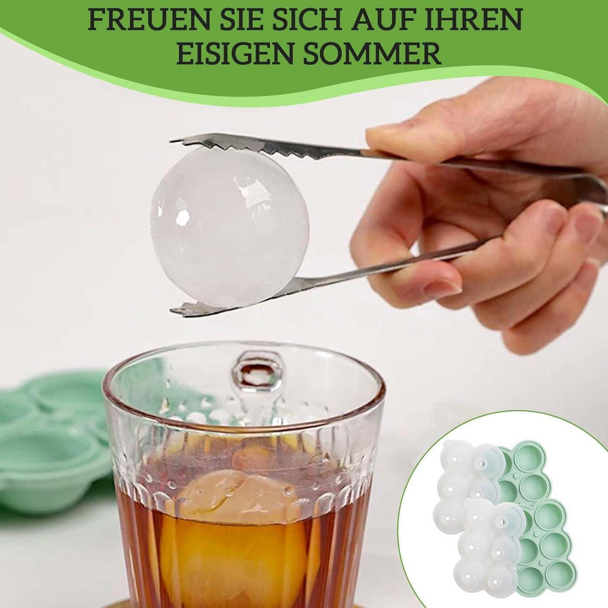 EISWÜRFELFORM 2er-Set Silikon 4.5 cm rund - Multicolor, Kunststoff (15/7.5/18cm)