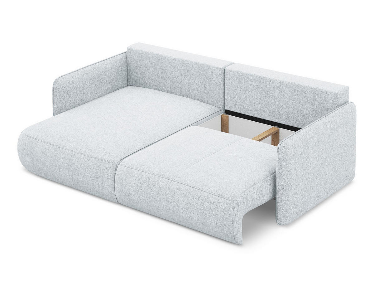 ECKSOFA mit Schlaffunktion Chenille Stoff Blau - Blau/Schwarz, Kunststoff/Textil (148/207cm) - Makamii