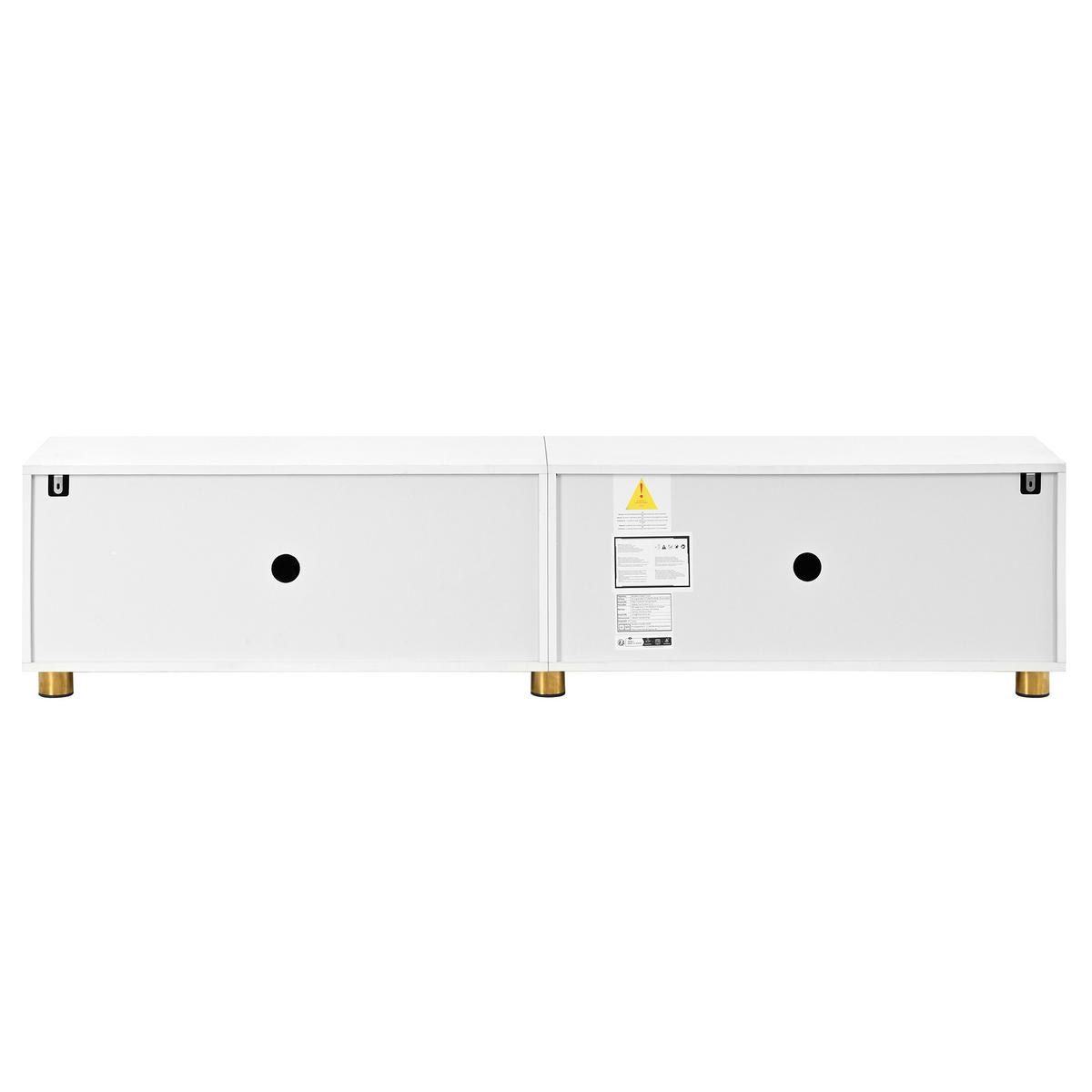 TV-LOWBOARD Natur/Weiß 180/35/40 cm, 4 Türen, Bogenrelief, Metallfüße - Naturfarben, Holzwerkstoff (180/40/35cm) - PANGIVO