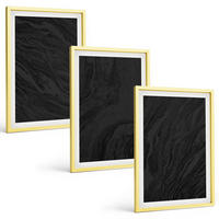 BILDER SET 3er Set - 40x60 cm Goldrahmen - Dunkler Marmor, elegante Texturen - Goldfarben, Kunststoff (40/60cm) - TULUP