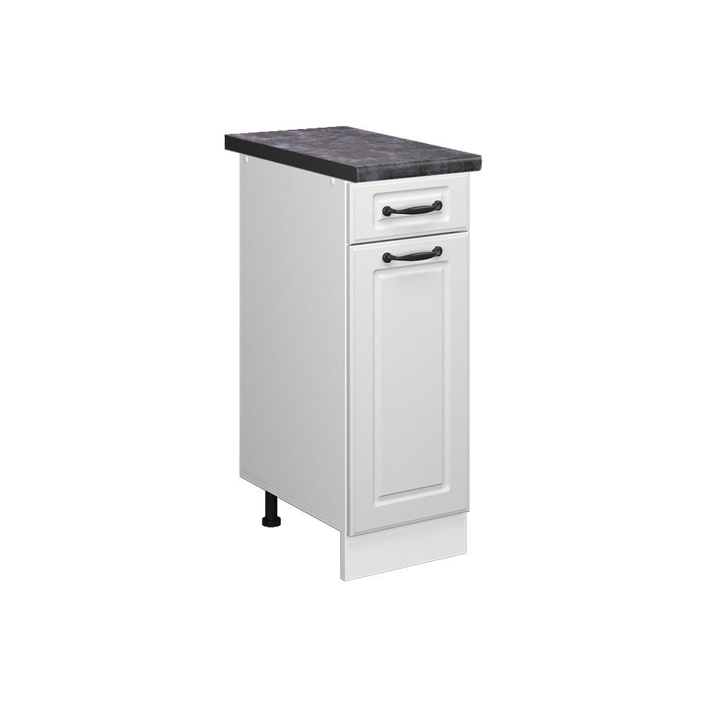 KÜCHENUNTERSCHRANK R-Line Weiß Landhaus 30 cm, AP Anthrazit - Creme/Weiß, Holzwerkstoff (30/81.6/60cm) - Vicco