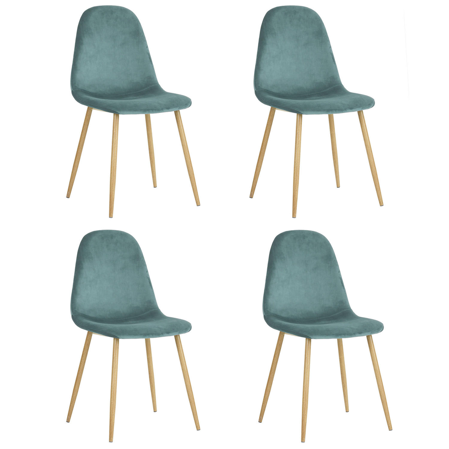 STUHL-SET 4 Stück in Eisen Webstoff - Eichefarben/Hellblau, Holzwerkstoff/Textil (54/86/44cm) - Urban Meuble