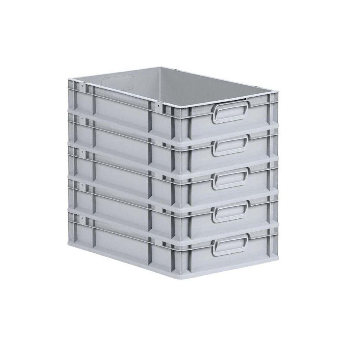 EUROBOX 5x Nextgen Economy Mit Scharnierdeckel Grau/GrünGriffe Geschlossen 23 Liter - Grün, Kunststoff (40/12/60cm) - PROREGAL