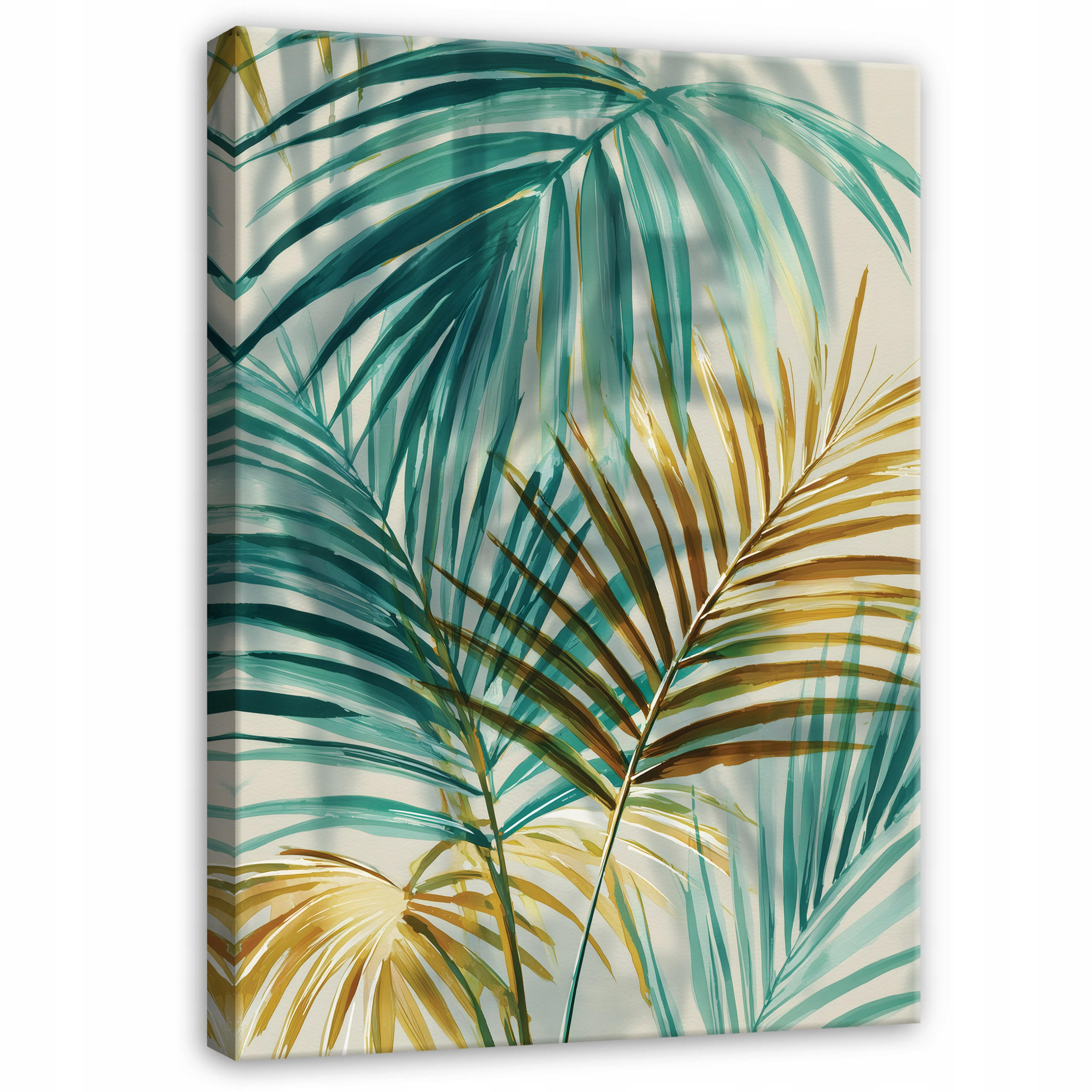 Leinwandbild Blätter Abstrakt Grün 80x120 cm - Multicolor, Holzwerkstoff (80/120cm) - Wallarena