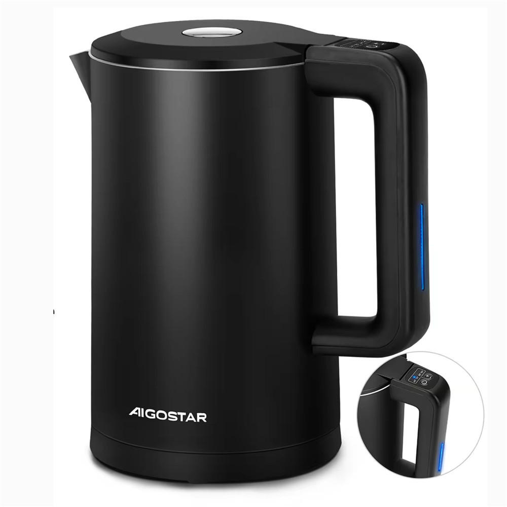 WASSERKOCHER Smart 1,7L WiFi Temperatur 40–100°C Edelstahl Schwarz - Schwarz, Metall (1/1/1cm) - Kaket