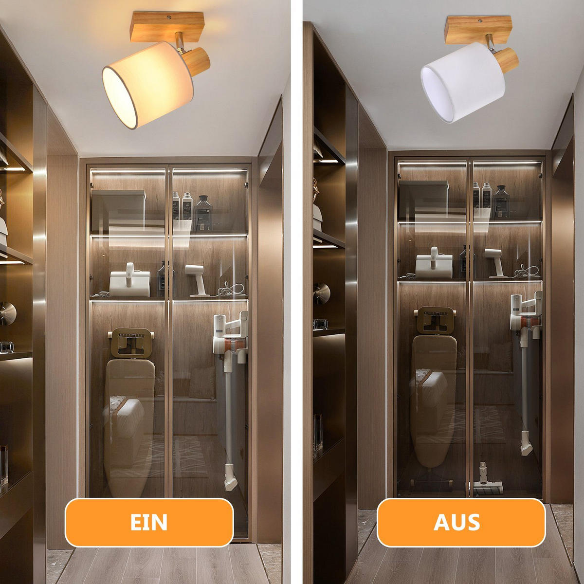 DECKENSTRAHLER Brand 1-flammig 13/11/21 cm - Braun, Textil (13/11/21cm) - Nettlife