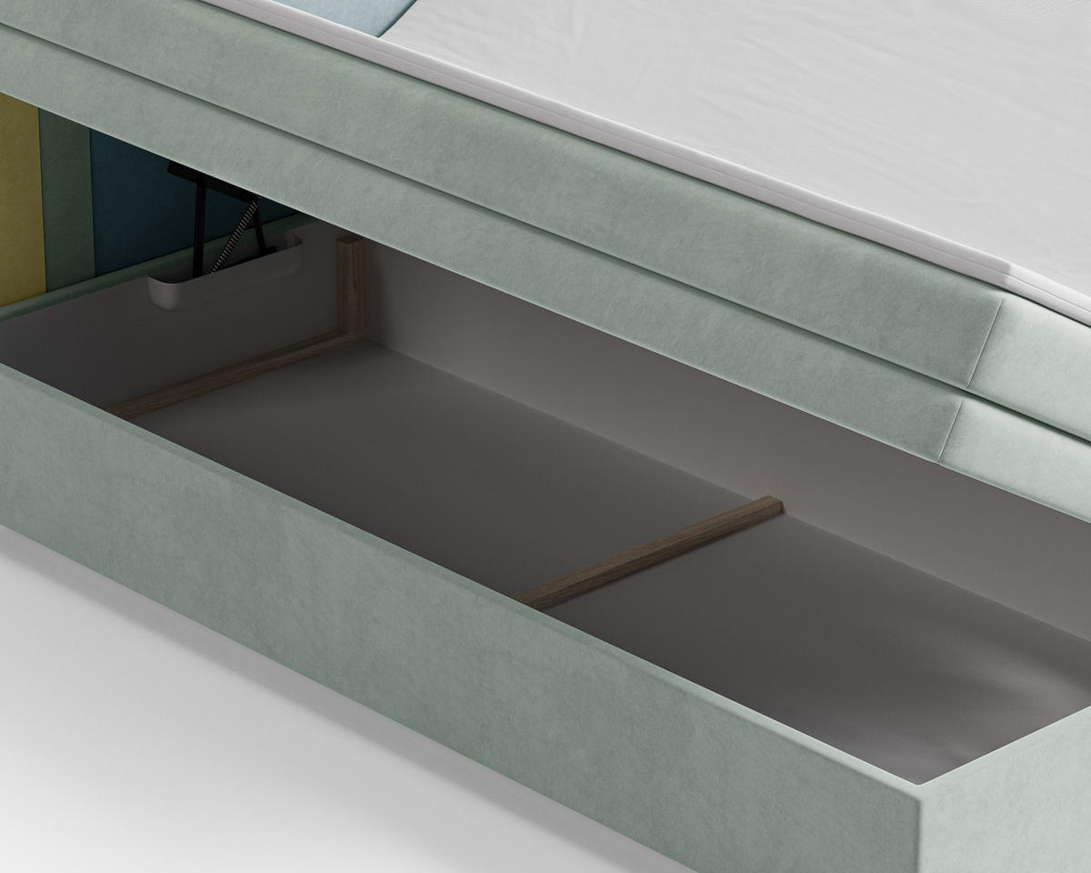 BOXBETT - Bett 10 NEST - Riviera - 140x200 cm - Modernes Polsterbett mit Bettkasten - Multicolor, Holz (140/200cm) - ROYAL24_MARKT
